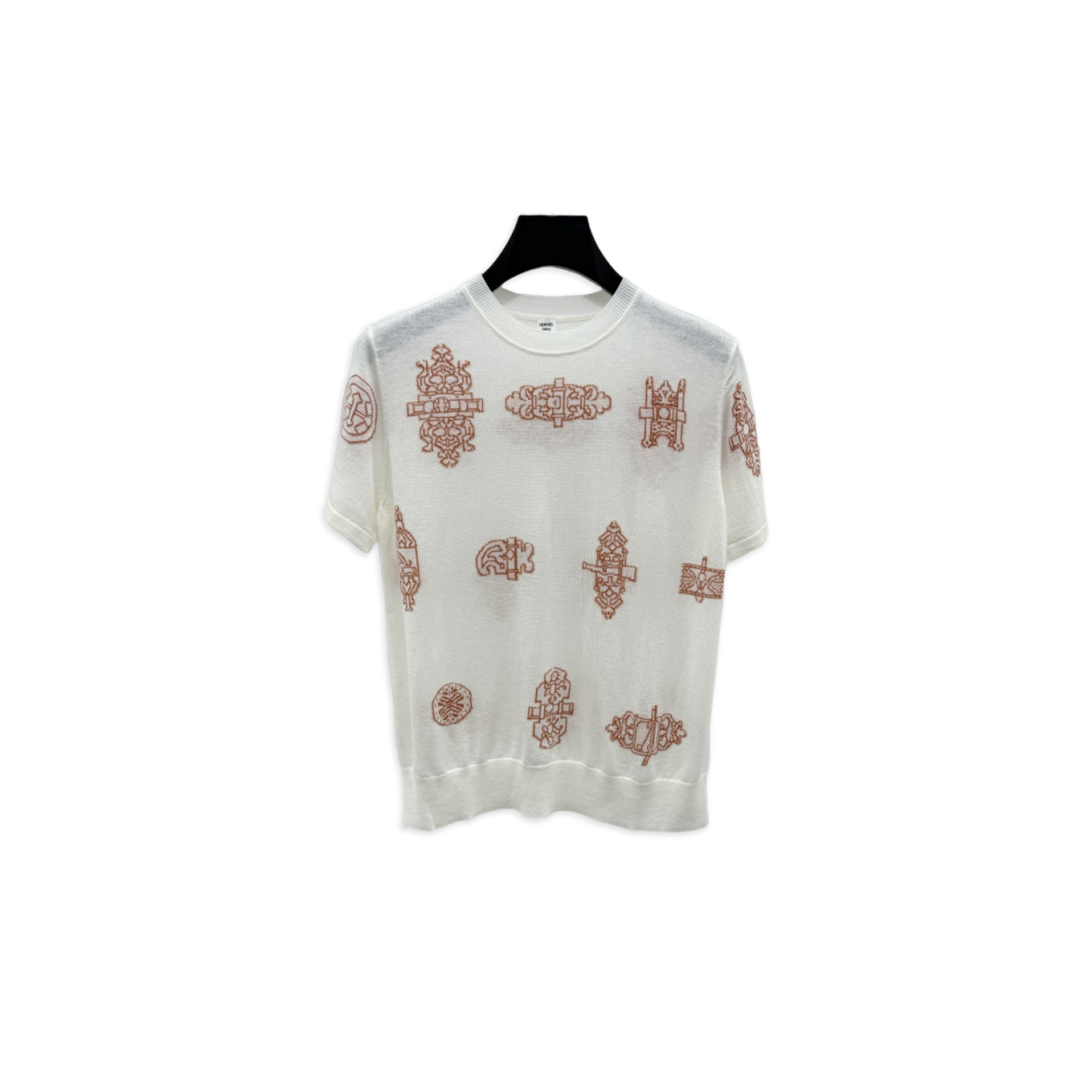 HERMES FERRONNERIE SHORT-SLEEVE SWEATER H6E2685DCMV36